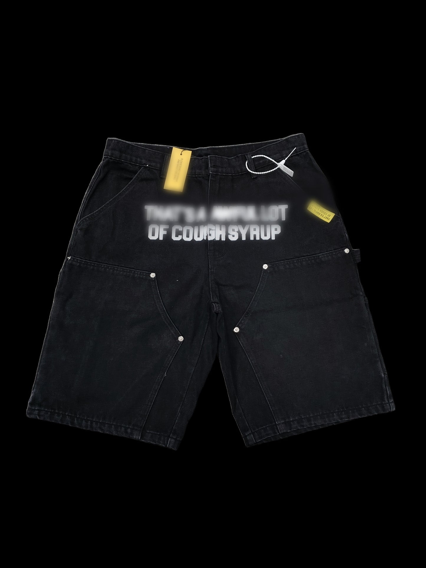 COUGH SYRUP Carpenter Denim Shorts — Black