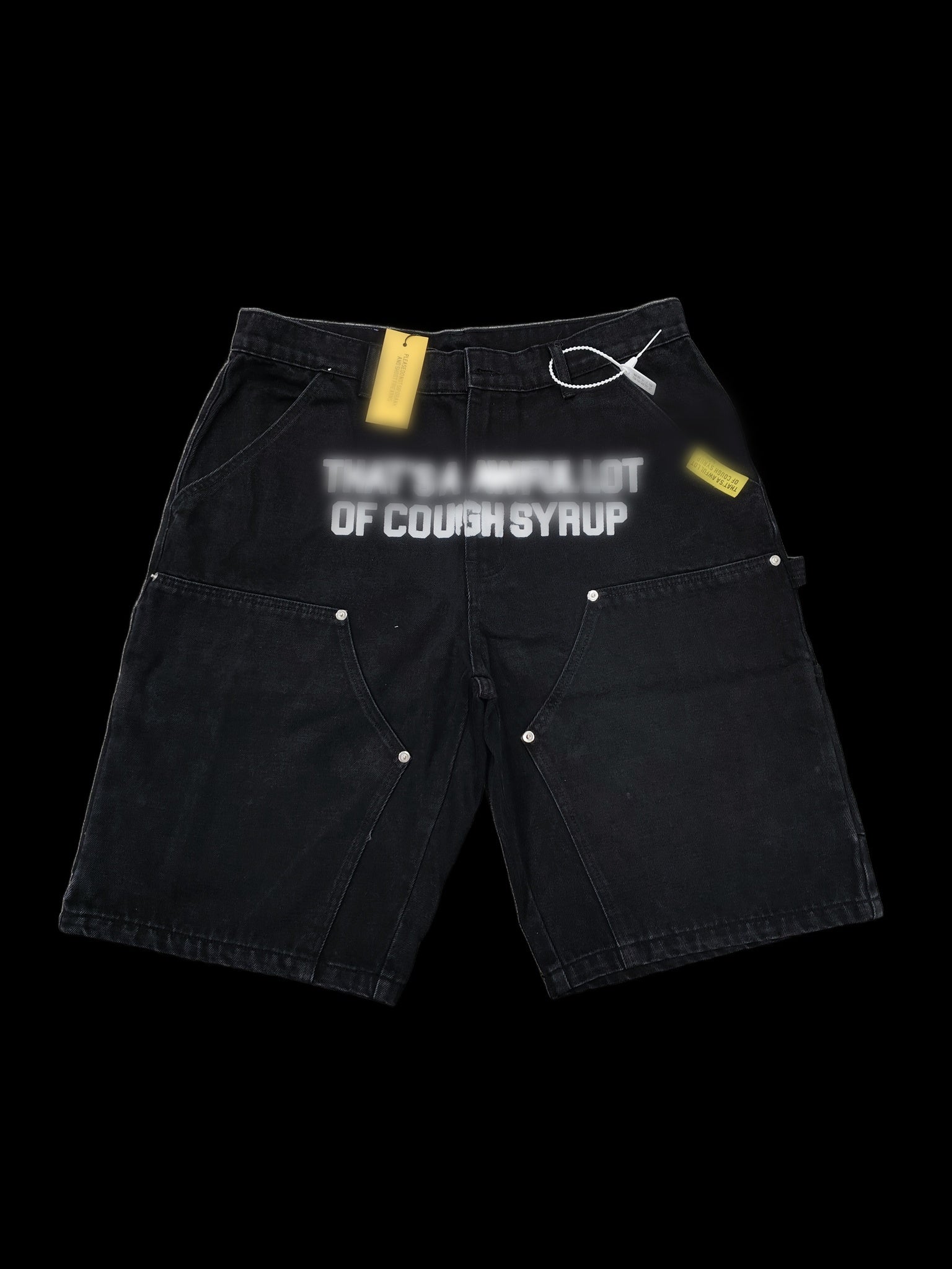 COUGH SYRUP Carpenter Denim Shorts — Black