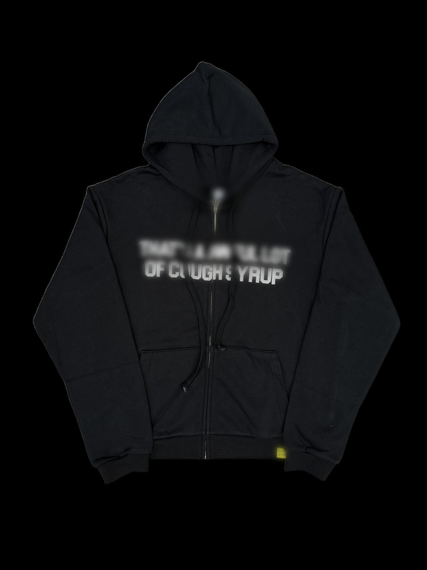 COUGH SYRUP Zip Hoodie Black — Front