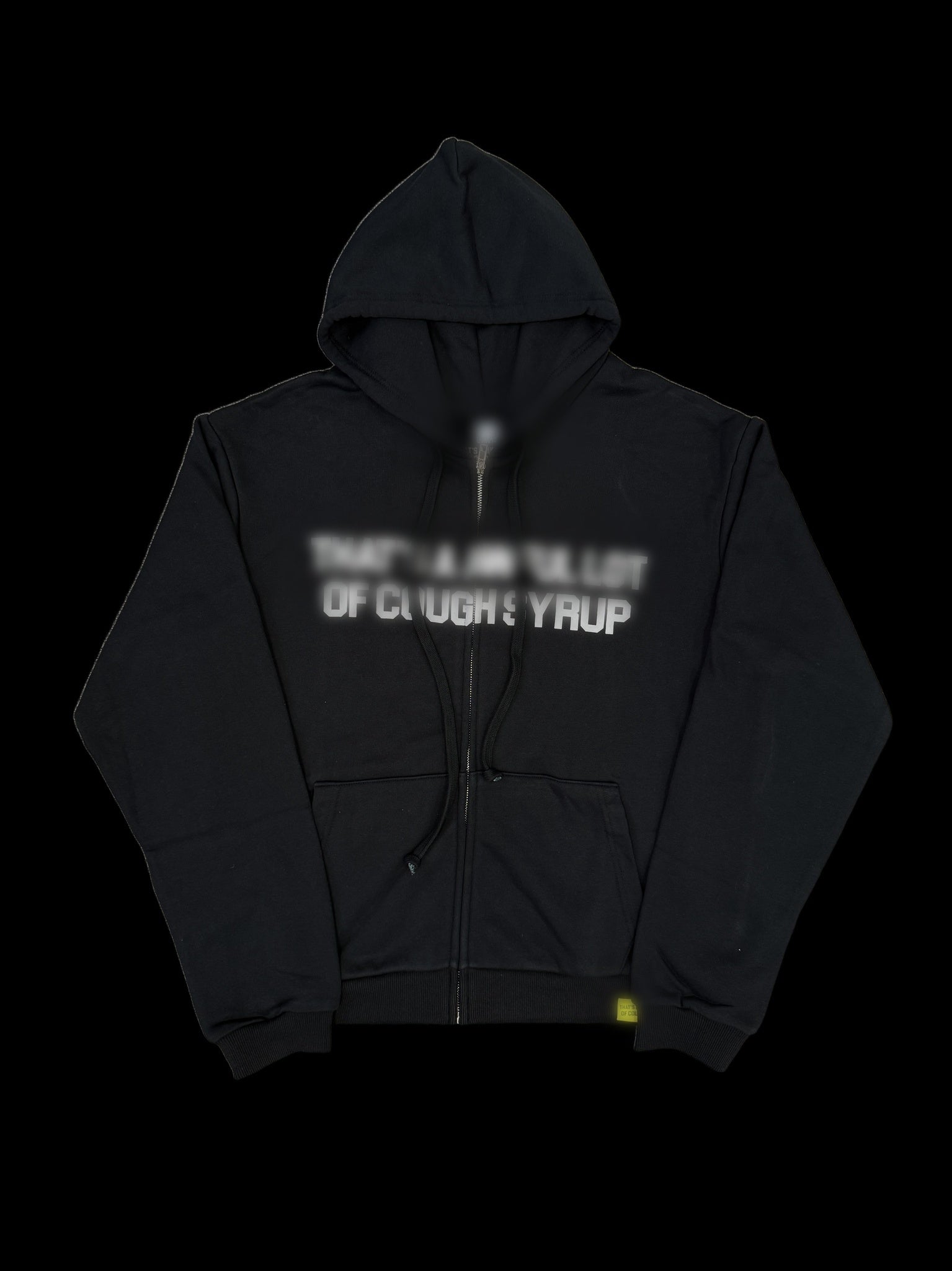 COUGH SYRUP Zip Hoodie Black — Front