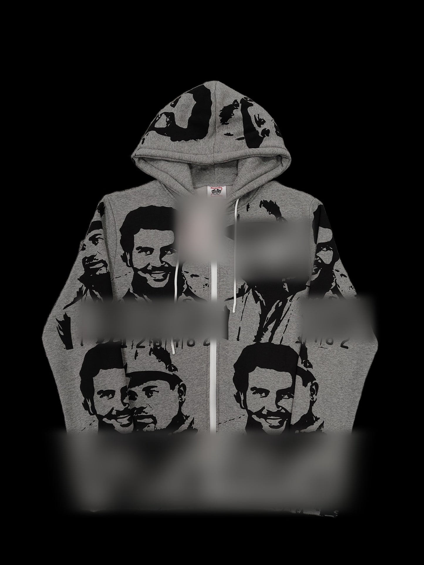 ASAAL1 FacePrint Zip Hoodie Gray