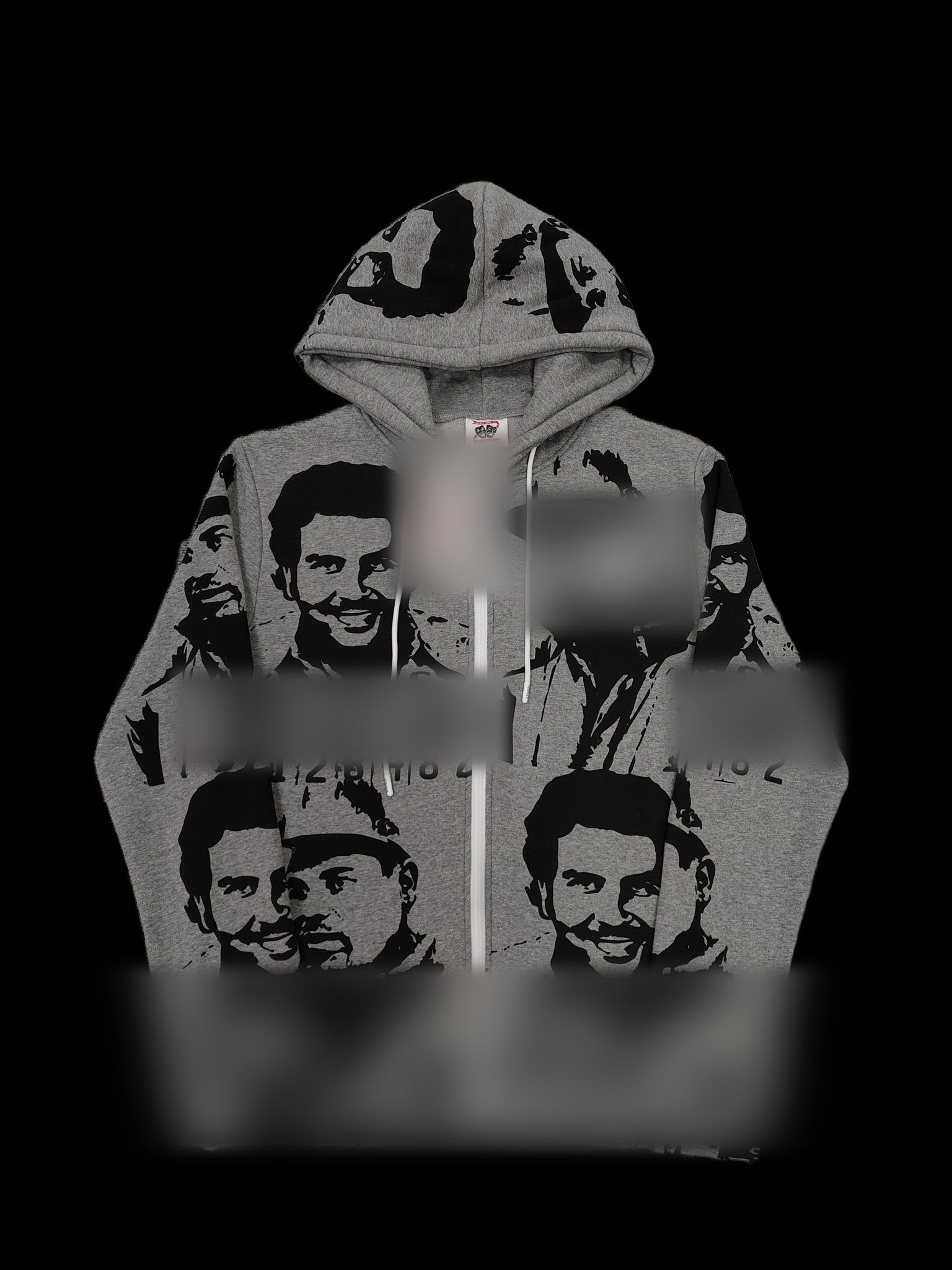 ASAAL1 FacePrint Zip Hoodie Gray