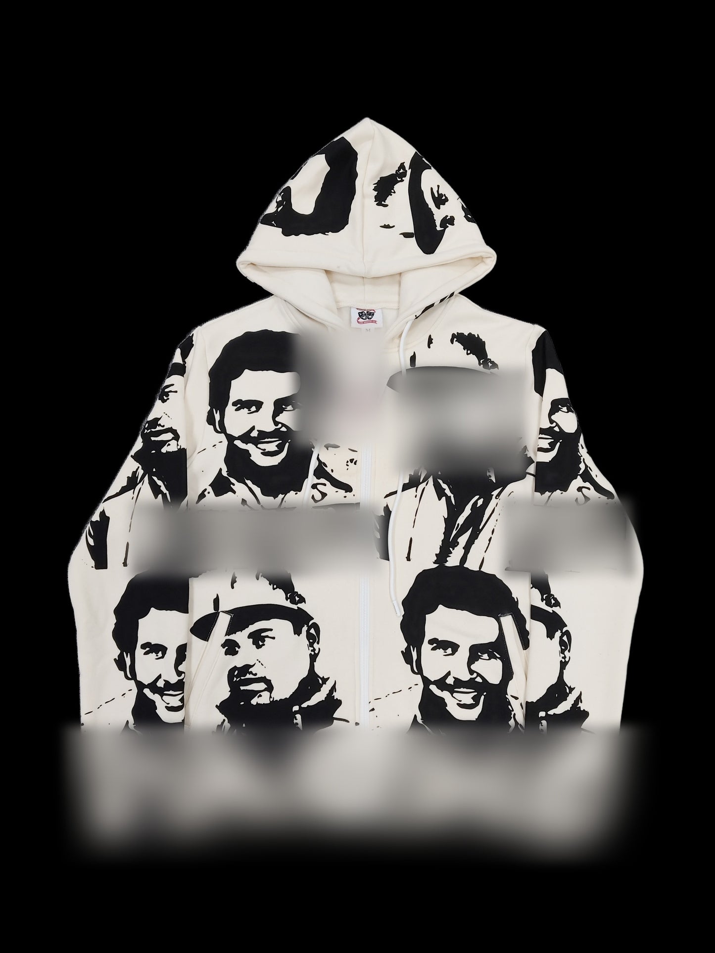 ASAAL1 FacePrint Zip Hoodie White