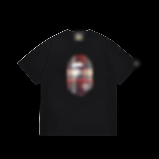 B4PE Plaid Ape Head Tee Black