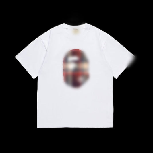 B4PE Plaid Ape Head Tee White